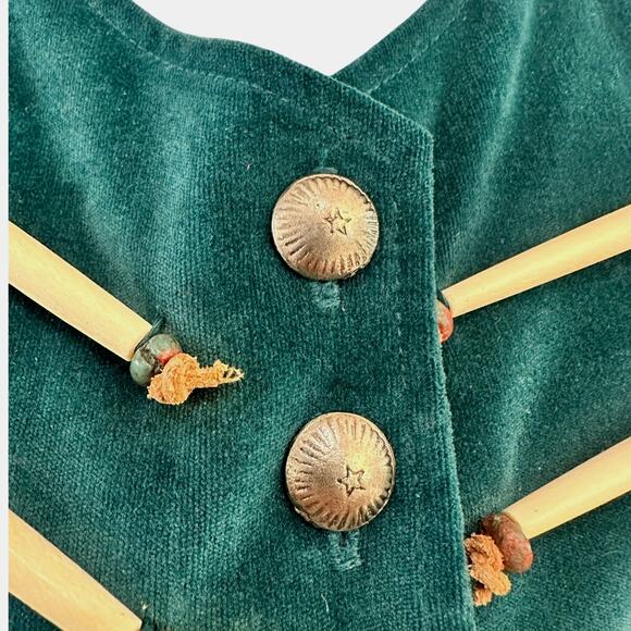 Double D RanchWear Green Velvet Beaded Vintage Button Western Jacket Size Small - Picture 5 of 9